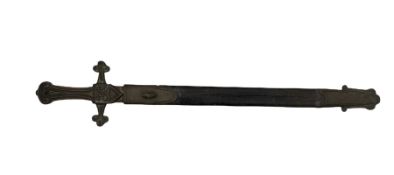 Victorian Rifle Band Volunteers sword with regulation brass hilt and VR monogram in brass mounted le