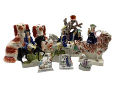 Group of Victorian Staffordshire figures including Tom King and Dick Turpin