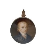 19th century miniature oval head and shoulders portrait on ivory of a gentleman