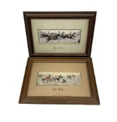 Pair of Stevengraph woven silk pictures 'The Start' and 'The Meet' one with the trade label of Thoma
