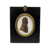 John Miers (1758-1821) Oval silhouette portrait of a gentleman with trade label to the reverse