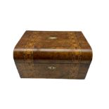 Victorian walnut writing box with Tunbridge ware banding