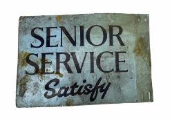 Senior Service Satisfy' painted tin advertising sign