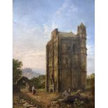 Attrib Henry William Brewer (British 1830-1903): Figure Beside Ruined Tower