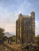 Attrib Henry William Brewer (British 1830-1903): Figure Beside Ruined Tower