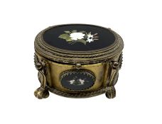 19th century Pietra Dura mounted gilt metal casket