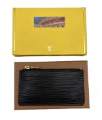 Louis Vuitton black Epi leather key and coin purse
