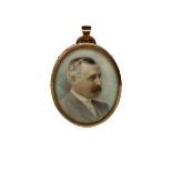 Early 20th century oval miniature head and shoulders portrait of a gentleman 6.5cm x 5.5cm