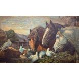 After John Frederick Herring Snr (British 1795-1865): Shire horses and Pigeons