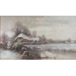 Creswick Boydell ARCA (British1899-1916): Snowy Rural Scene with River