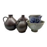 David Lloyd Jones (British 1928-1994): Large studio pottery speckle glazed pedestal bowl