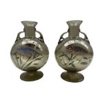 Pair of Bohemian glass vases attributed to Moser c1900