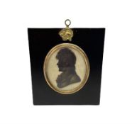 19th century head and shoulders portrait of a gentleman in ebonised frame 8cm x 6cm