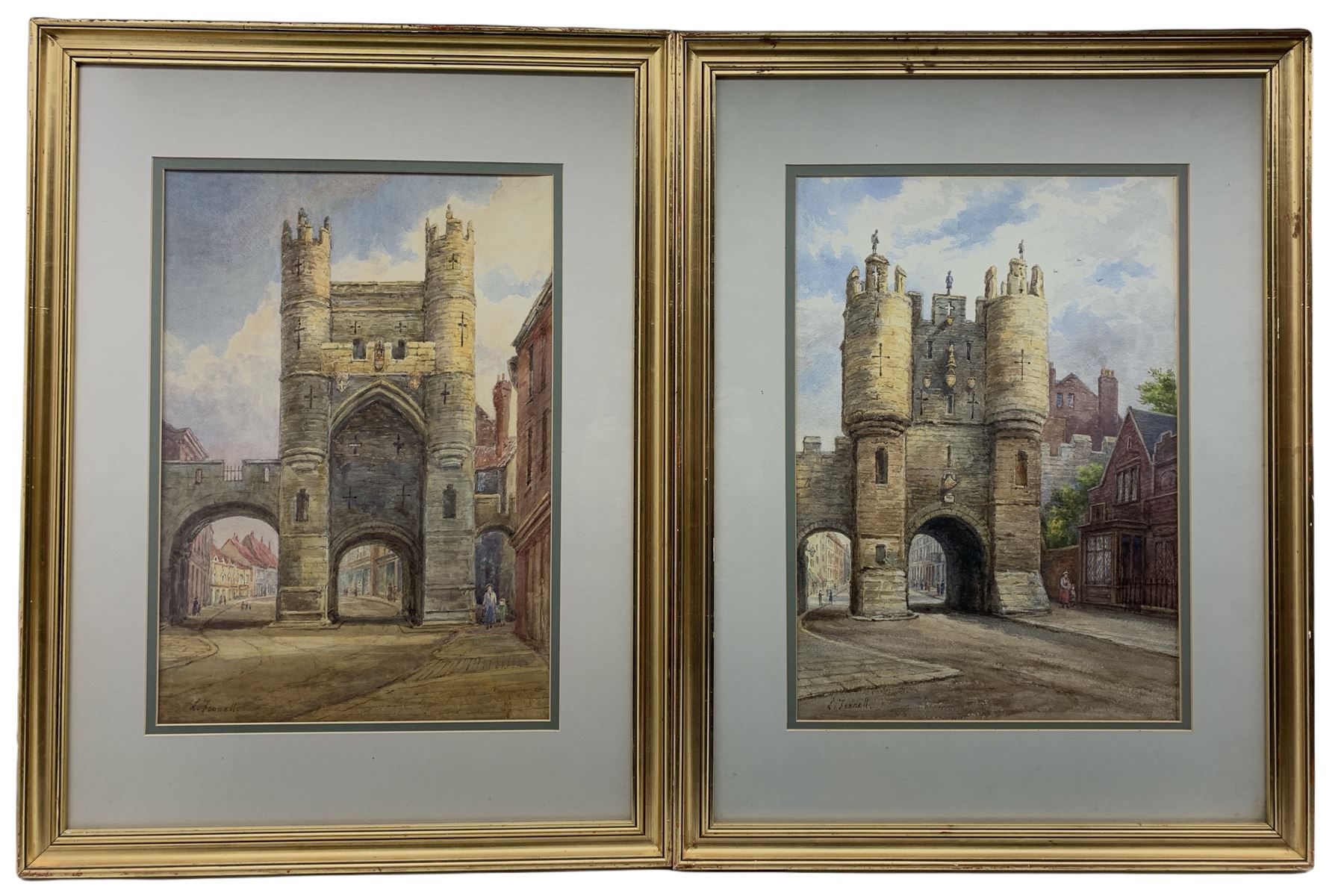 Louisa Fennell (British 1847-1930): 'Monk Bar' and 'Micklegate Bar'