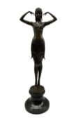 Large Art Deco style bronze figure of a female dancer