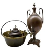 Victorian copper two handled tea urn H55cm
