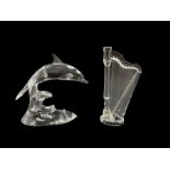 Three Swarovski Crystal models to include a Harp and Dolphin