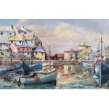 H Beadnell (British 20th century): Cornish Seaside Harbour