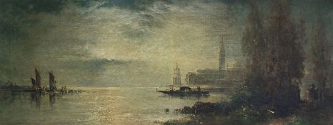 Circle of James Salt (British 1850-1903): Venetian Landscape in Moonlight