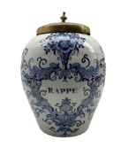 18th century Dutch Delft tobacco jar and cover