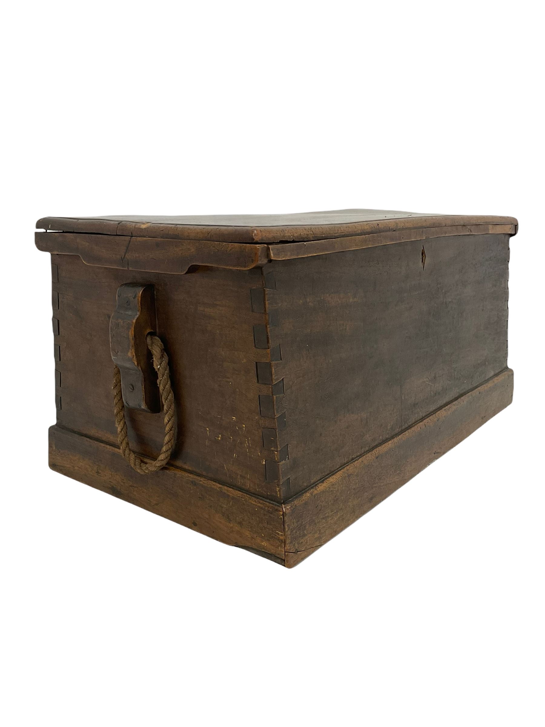 Victorian camphorwood sea chest of tapering form - Image 4 of 4