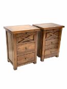 Pair of contemporary hardwood bedside chests