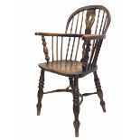 Early 19th century low back elm and ash Windsor chair