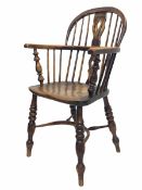 Early 19th century low back elm and ash Windsor chair