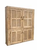 Large late 19th century stripped pine housekeepers cupboard