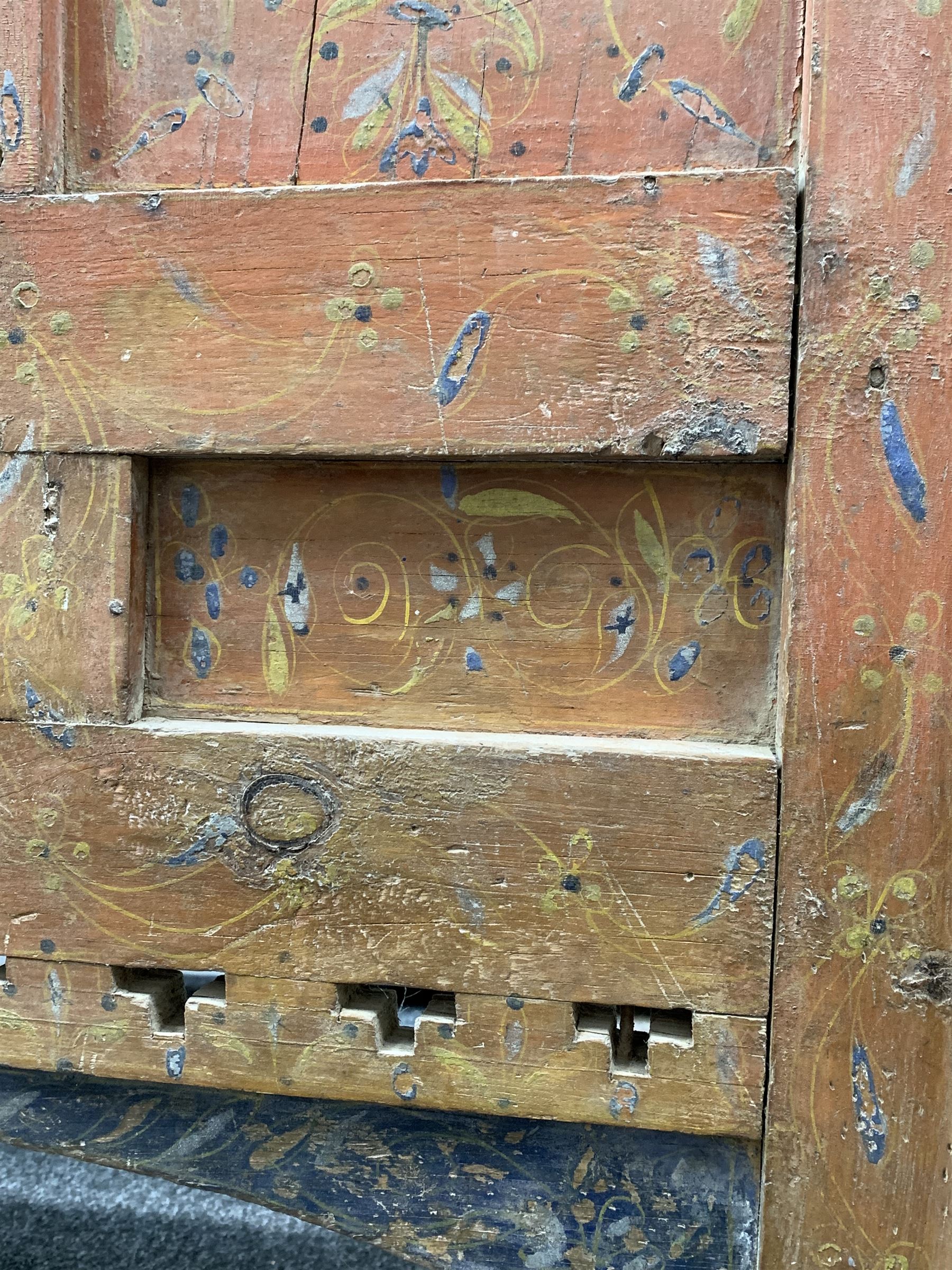 Indian hardwood hutch painted with all over interlaced floral design - Image 2 of 4