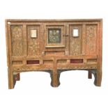 Indian hardwood hutch painted with all over interlaced floral design