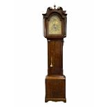 An oak longcase clock with an associated dial and movement