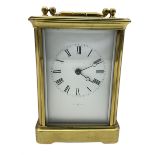 Late 19thth century twin train Corniche striking carriage clock striking the hours on a coiled gong