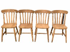 Set four beech farmhouse style dining chairs W41cm