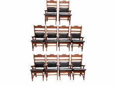 Set of ten hardwood high back boardroom chairs