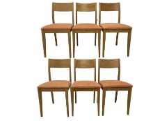 Set of six contemporary light oak dining chairs
