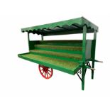 Florists market hand drawn barrow in green and red livery