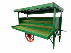 Florists market hand drawn barrow in green and red livery
