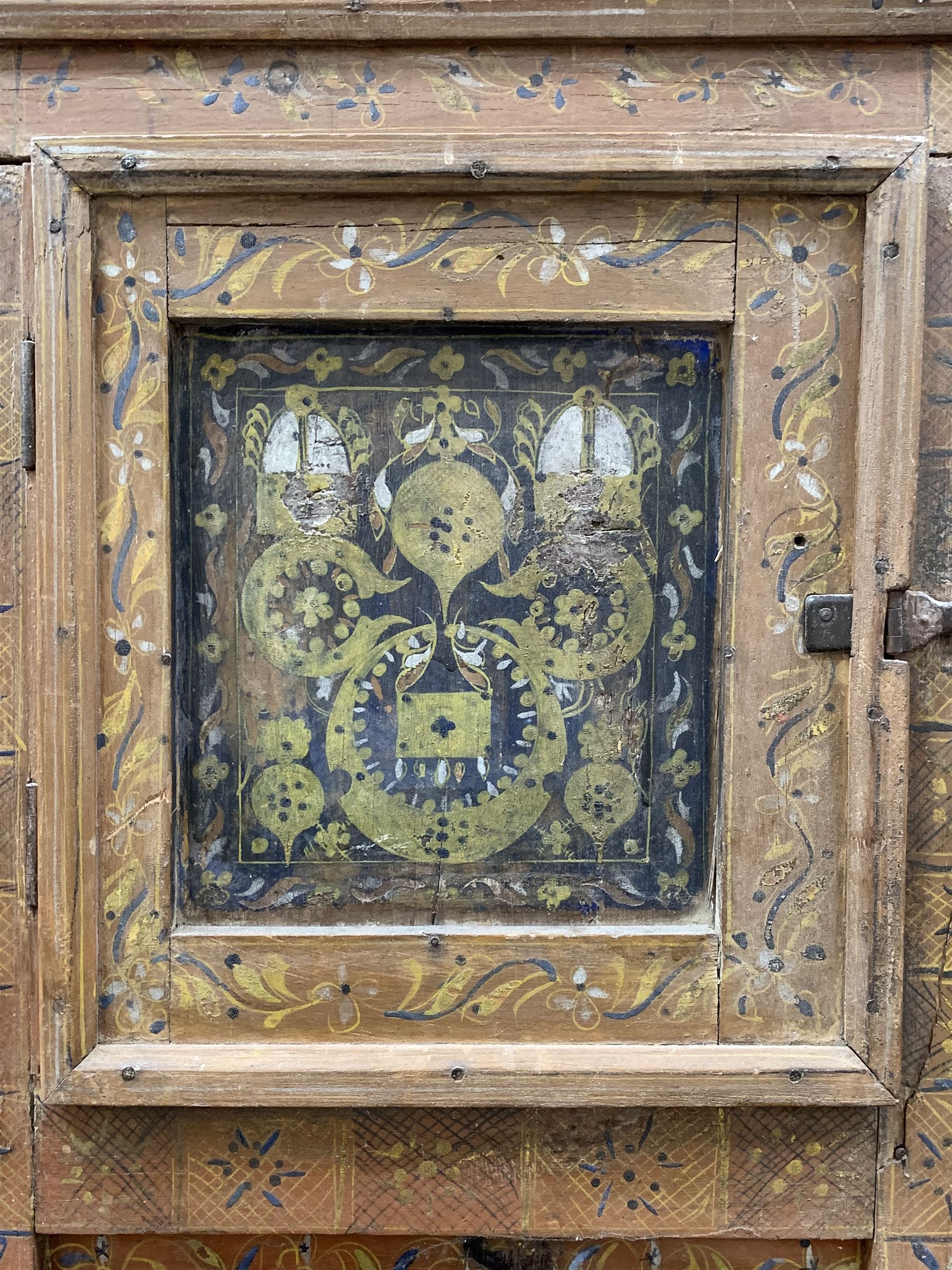 Indian hardwood hutch painted with all over interlaced floral design - Image 4 of 4