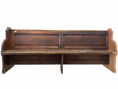 Large late 19th century stained pine church pew