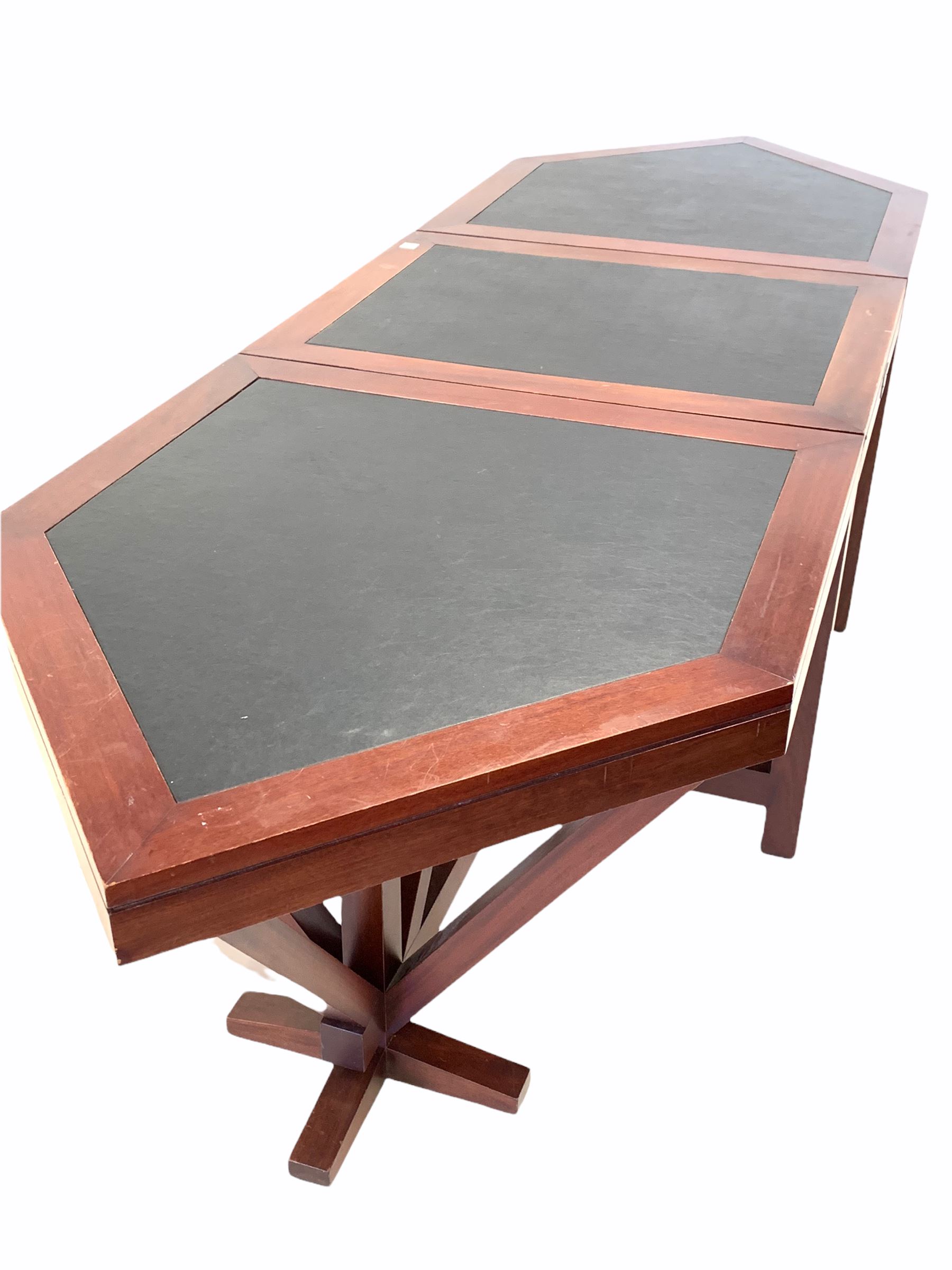 20th century hardwood sectional boardroom table - Image 2 of 3