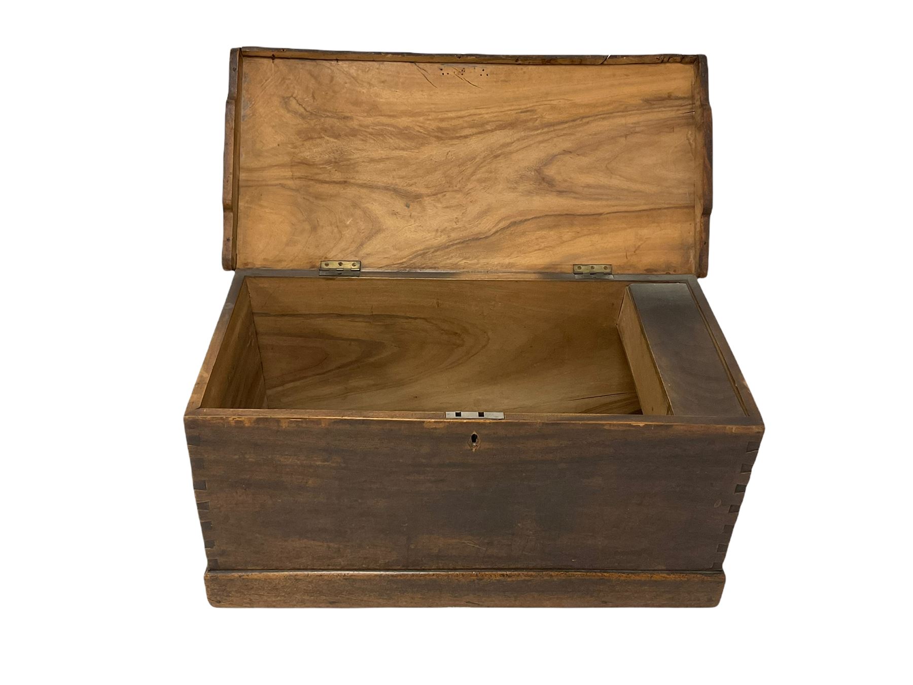 Victorian camphorwood sea chest of tapering form - Image 2 of 4
