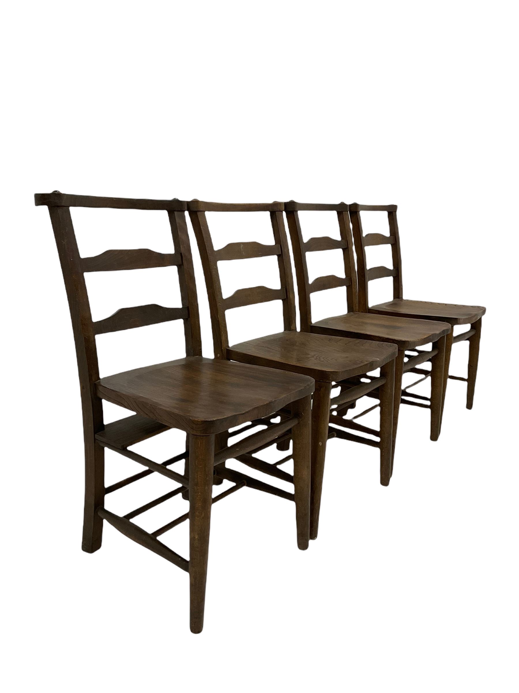 Set four beech and elm chapel chairs - Image 2 of 4