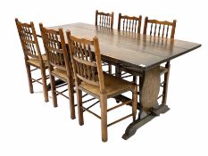 20th century medium oak refectory style dining table