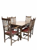 Early 20th century oak duo draw leaf dining table