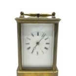 Early 20th century twin train Corniche striking carriage clock with repeat button striking the hours