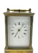 Early 20th century twin train Corniche striking carriage clock with repeat button striking the hours