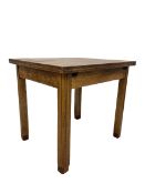 Early 20th century solid light oak draw and fold over extending dining table