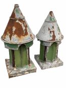 Near pair of galvanised tin cupola air vents H120cm