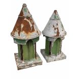 Near pair of galvanised tin cupola air vents H120cm